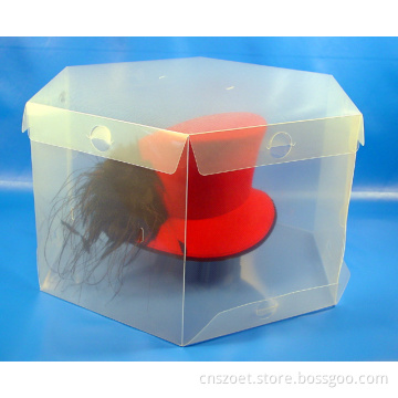 Rectangular/Square/Hexagonal Foldable Clear Plastic PP Hat Box with Logo/Handle